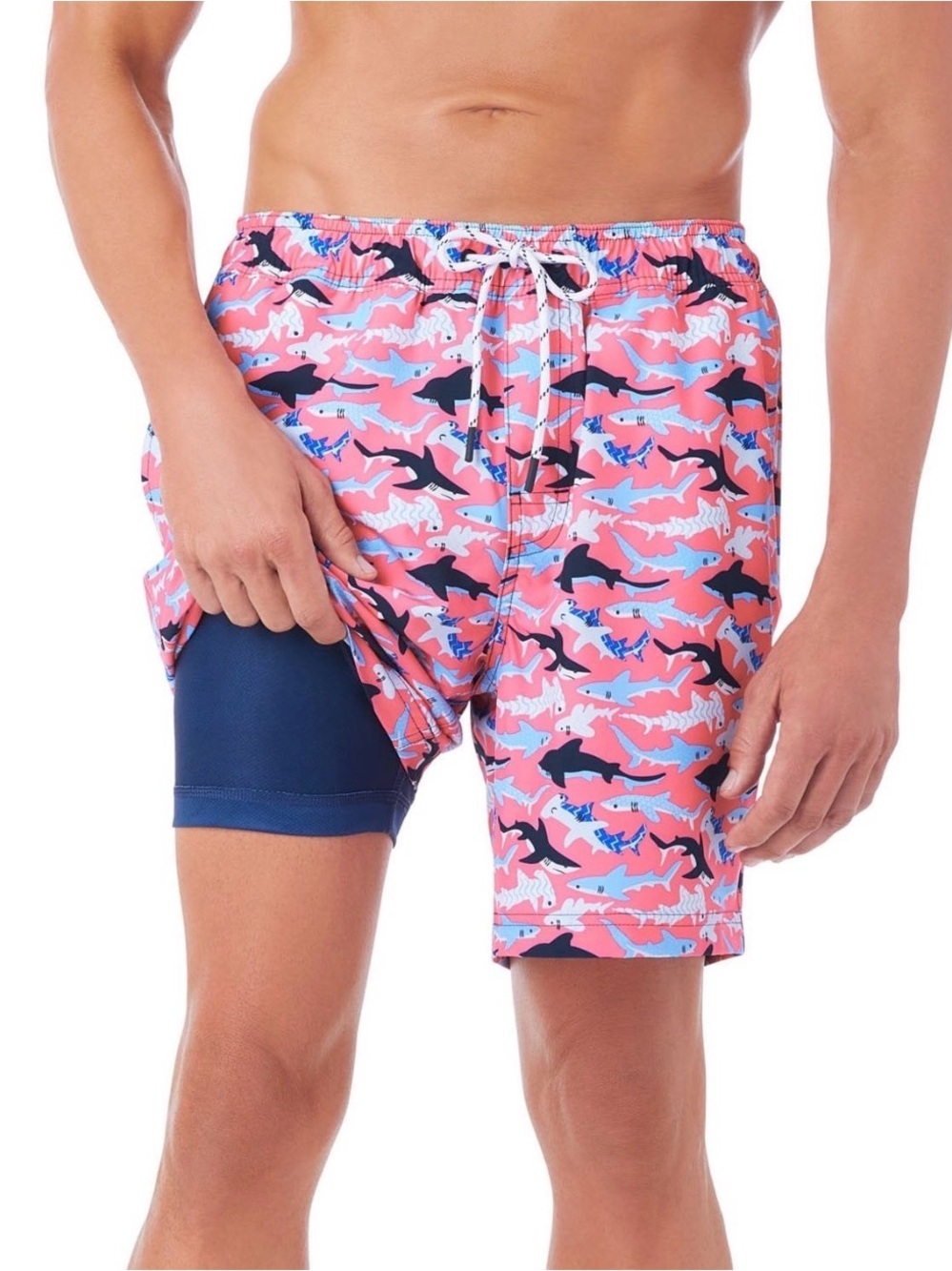 Men's Shark Swim Trunks with built in liner